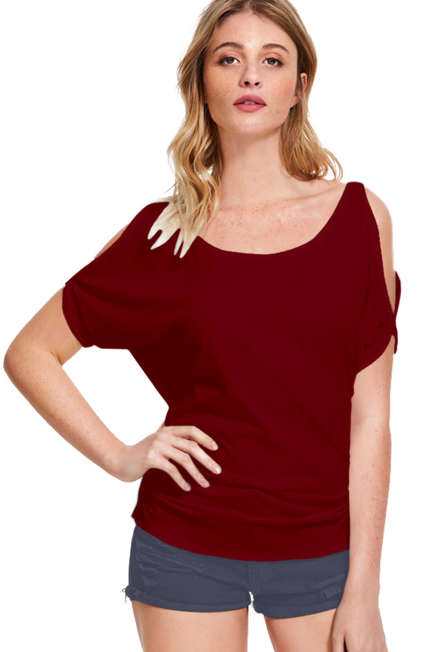 Designer Trendy T-shirt - Knitting Fabric 24.5" Length Half Sleeves & Off Shoulder | Stylish Beaded & Printed Design For Girls And Women