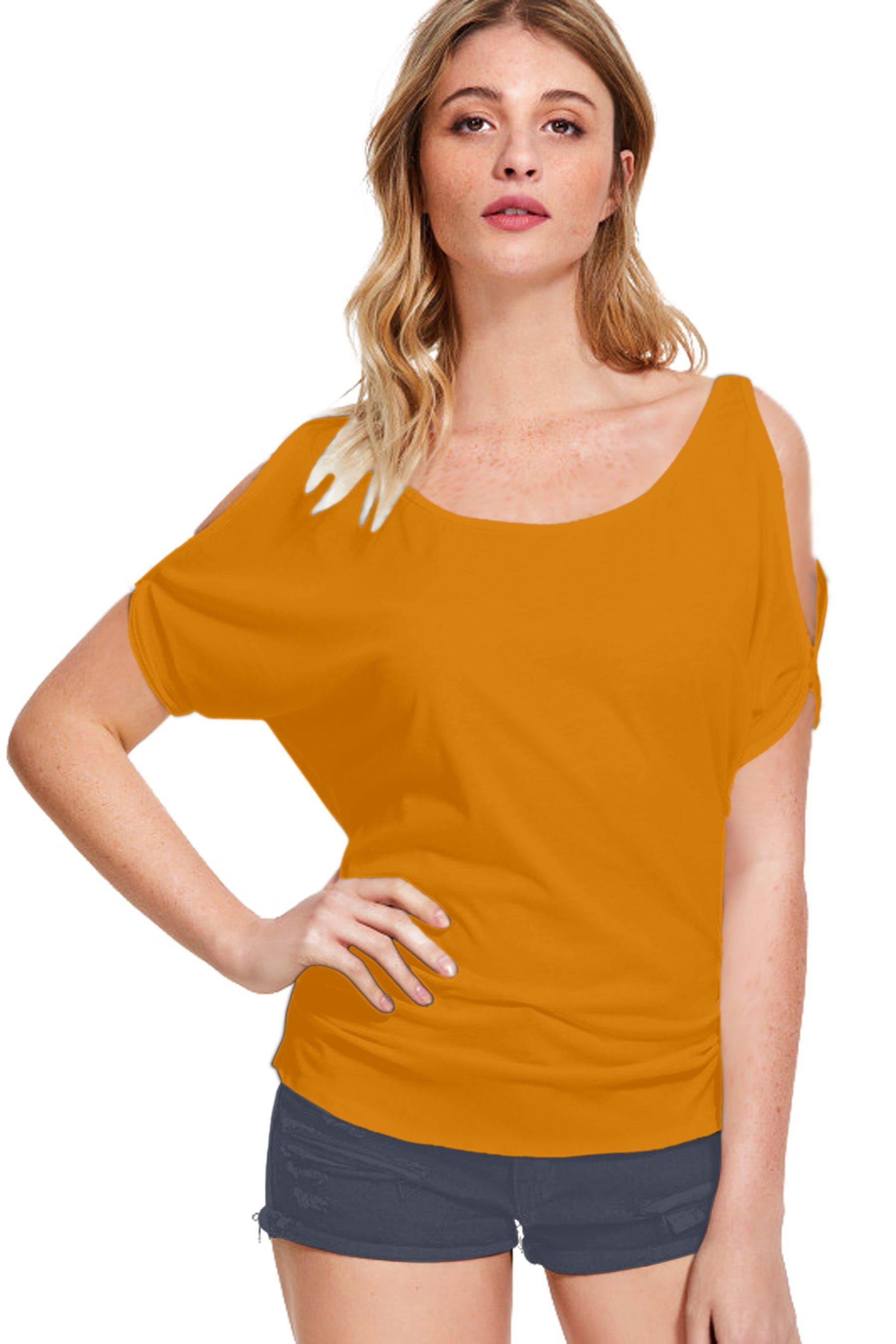 Designer Trendy T-shirt - Knitting Fabric 24.5" Length Half Sleeves & Off Shoulder | Stylish Beaded & Printed Design For Girls And Women
