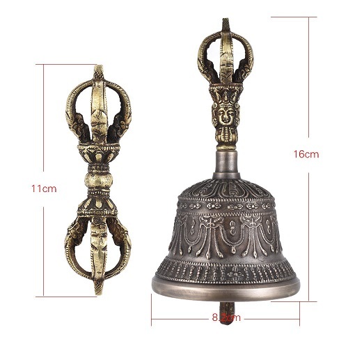 Tibetan Meditation Singing Bell With Dorje Vajra Bronze Temple Buddhism Buddhist Practice Instrument Dimension(l*w*h): Diameter 8.2 Centimeter (Cm)