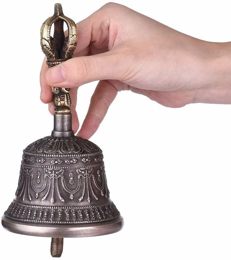 Tibetan Meditation Singing Bell With Dorje Vajra Bronze Temple Buddhism Buddhist Practice Instrument Dimension(l*w*h): Diameter 8.2 Centimeter (Cm)
