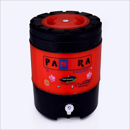 Commercial Water Cooler Camper - Plastic 18 Ltr, Black And Orange Color | Unbreakable Material, 24 Hr Cooling, Round Shape, Leakage Proof, With Tap