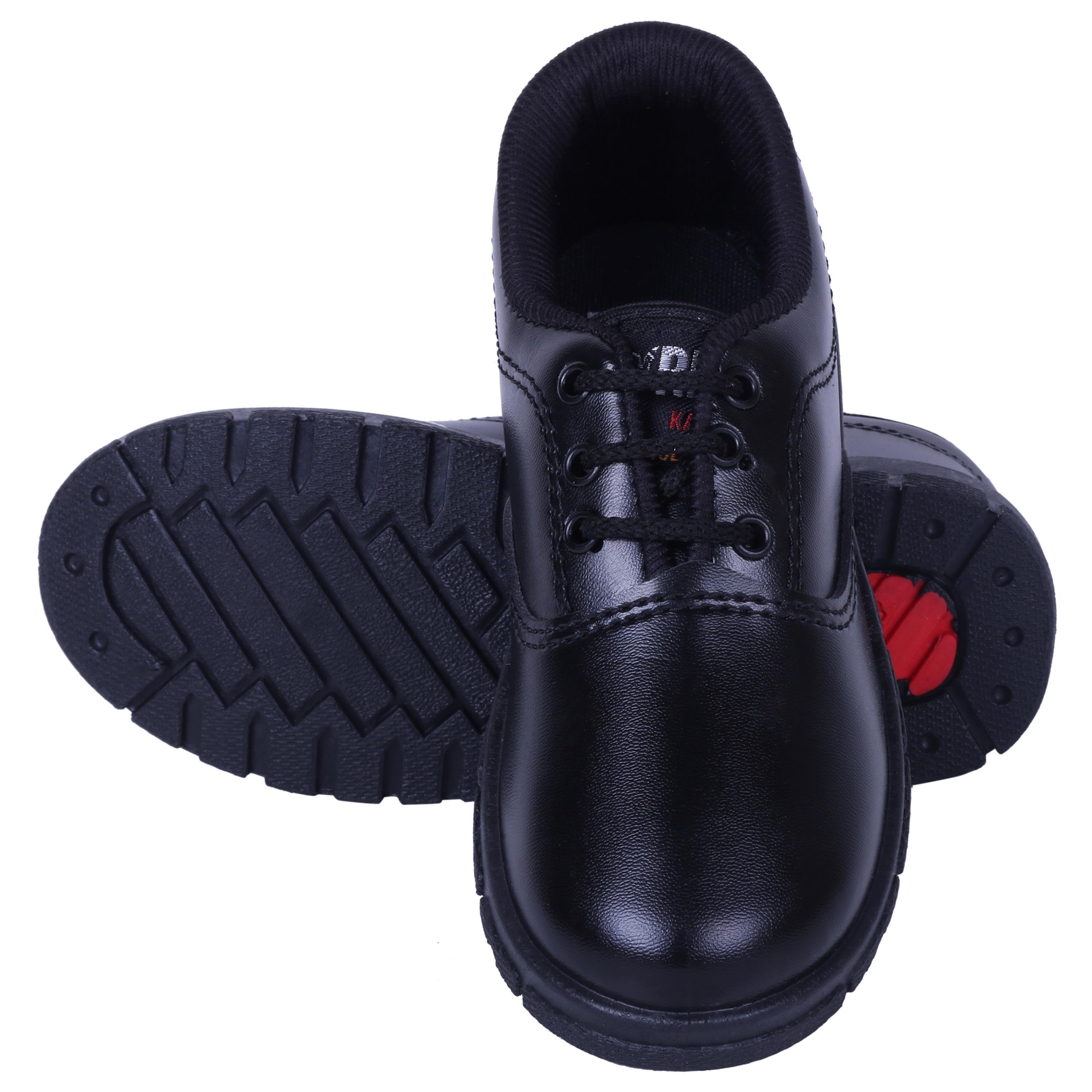 Boys School Shoes - Leather Upper, Small 6 To Big 10, Black And White | Lightweight, Waterproof, Super Soft With Cushioned Insole, Flexible Sole