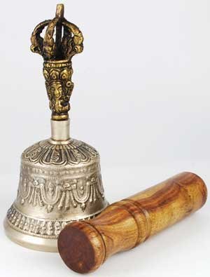 Gold Small Tibetan Bell & Dorje For Pooja