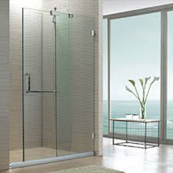 Shower Glass Partition - Glass Material, Custom Size, Adjustable Thickness, Commercial Usage | Space-Saving Sliding Doors, High Durability