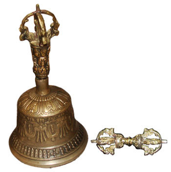Brass Or Gold Polish Medium Tibetan Bell & Dorje-handmade