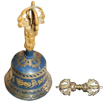 Brass Or Gold Polish Medium Tibetan Bell & Dorje-handmade