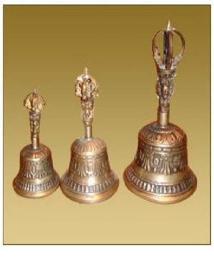 Brass Or Gold Polish Medium Tibetan Bell & Dorje-handmade
