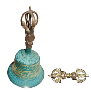 Brass Or Gold Polish Medium Tibetan Bell & Dorje-handmade