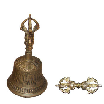 Brass Or Gold Polish Medium Tibetan Bell & Dorje-handmade