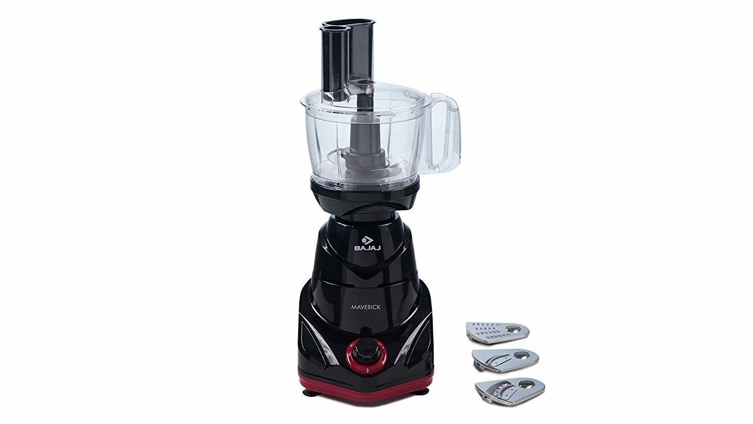Bajaj Maverick 750-watt Mixer Grinder With 3 Jars, Food Processor Bowl And Coconut Scraper