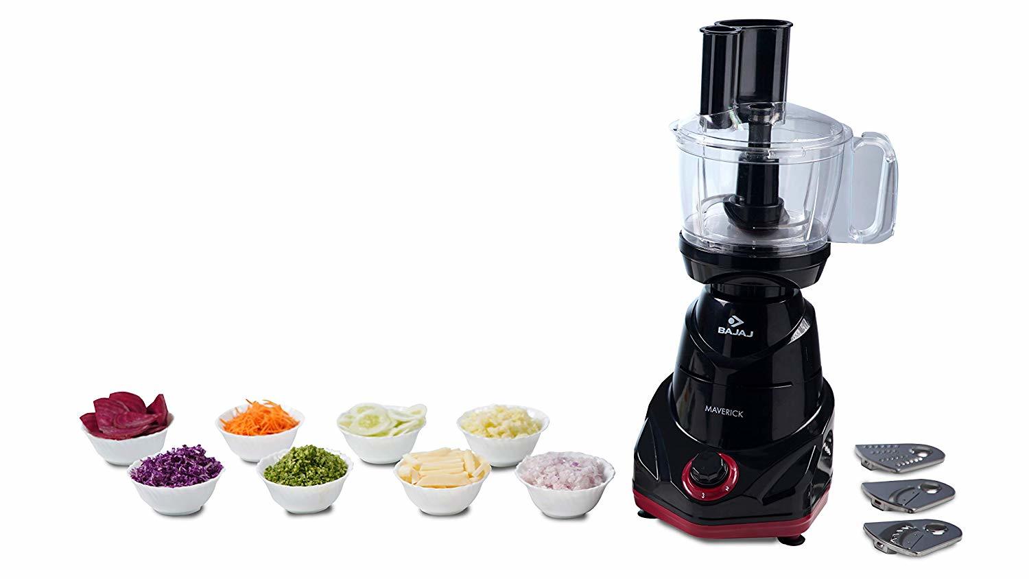 Bajaj Maverick 750-watt Mixer Grinder With 3 Jars, Food Processor Bowl And Coconut Scraper