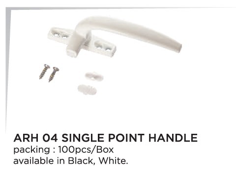 Single Point Handle - Aluminum, Normal Size, Available In Black And White | Ideal For Windows, 100 Pieces Per Box