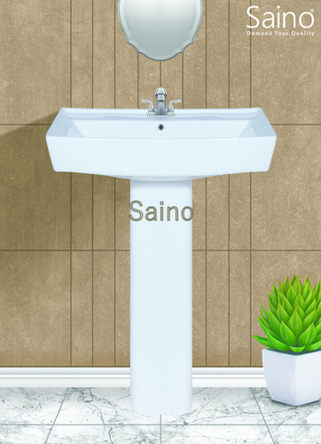 NOVA PEDESTAL BASIN - Ceramic, 22x16 Inches, Square Shape | Glossy Finish, Perfect for Home Decor, Long Durability, Easy to Clean, Floor Mounted