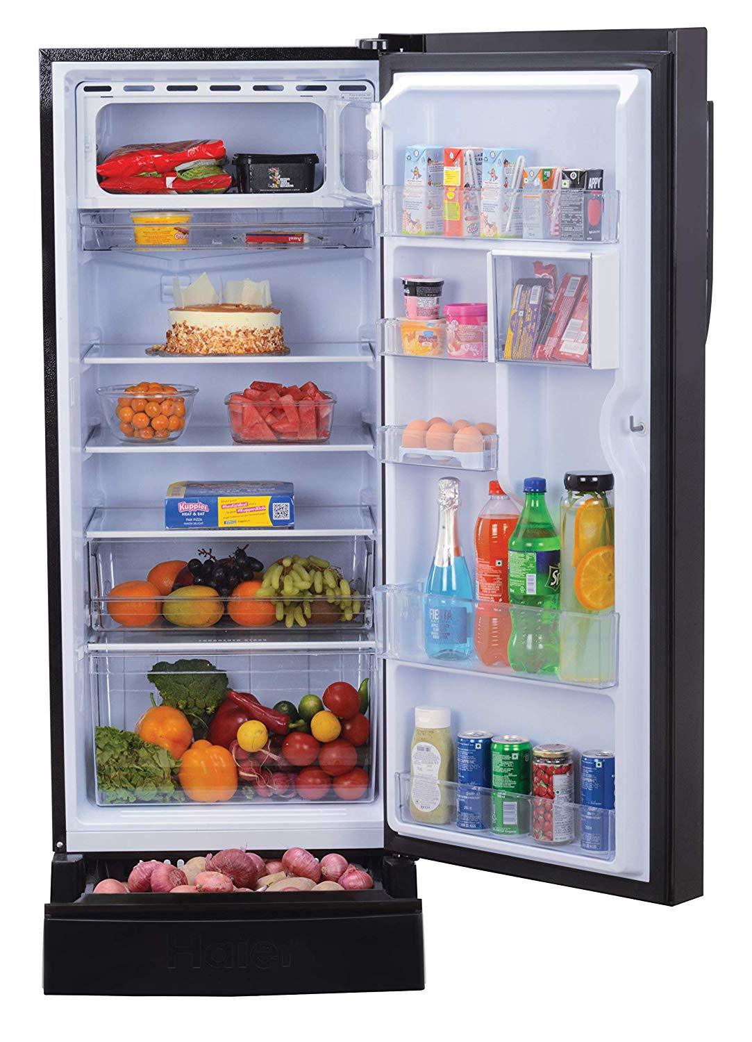 Haier 195 L 5 Star ( 2019 ) Direct-cool Single Door Refrigerator (Hrd-1955pkb-e, Black Blossom)