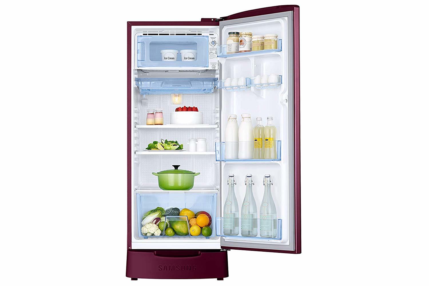 Samsung 192 L 4 Star Inverter Direct-cool Single Door Refrigerator (Rr20t182xr8/hl, Saffron Red)