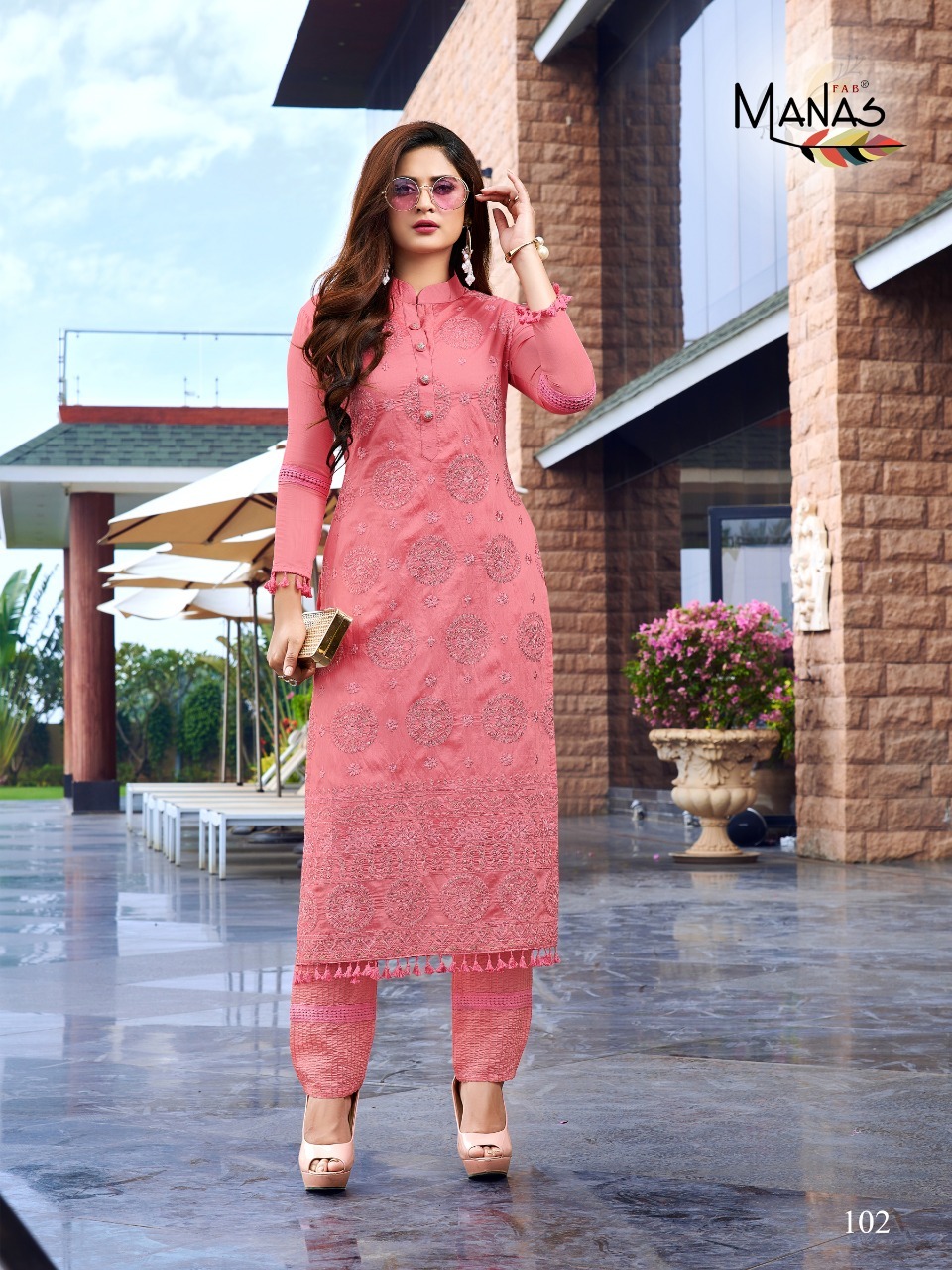 Fancy Long Kurti - Fancy Fabric With Inner, Lucknowi Embroidery Work | Cool Dry, Quick Dry, 3/4 Sleeve, Available In Multiple Sizes