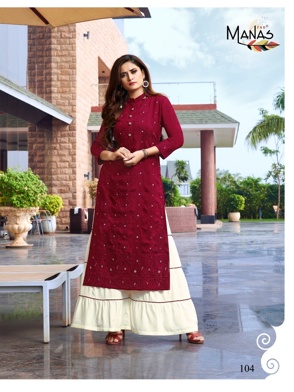 Fancy Long Kurti - Fancy Fabric With Inner, Lucknowi Embroidery Work | Cool Dry, Quick Dry, 3/4 Sleeve, Available In Multiple Sizes