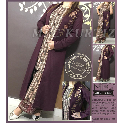 आकर्षक प्रिंट सुंदर 3 पीस प्लाज़ो सेट