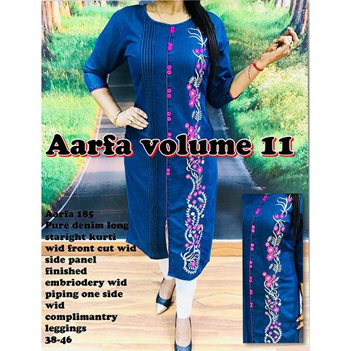 Pure Denim Long Straight Kurti