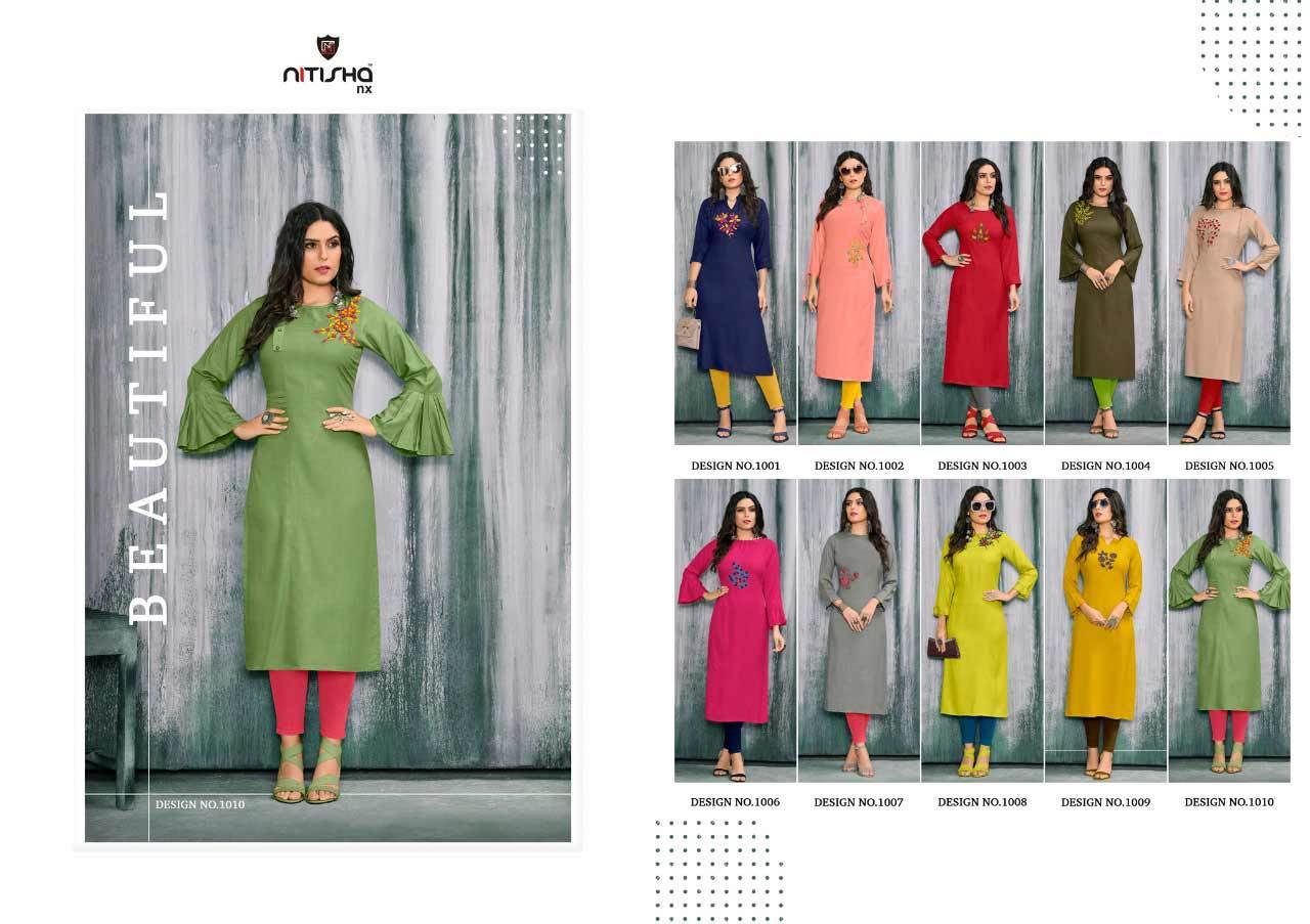 Rayon Handwork Kurti - 14kg Pure Khatli Embroidered Rayon, Sizes M-4xl, 3-4th Sleeve Style, Cool Dry & Washable Features