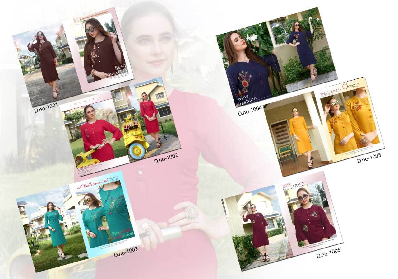 Rayon Slub Long Kurti - Rayon Slub, Length 46 Inchs, Sizes M To 3xl | Cool Pass, Quick Dry, Handwork Design, 3-4th Sleeve Style, Washable