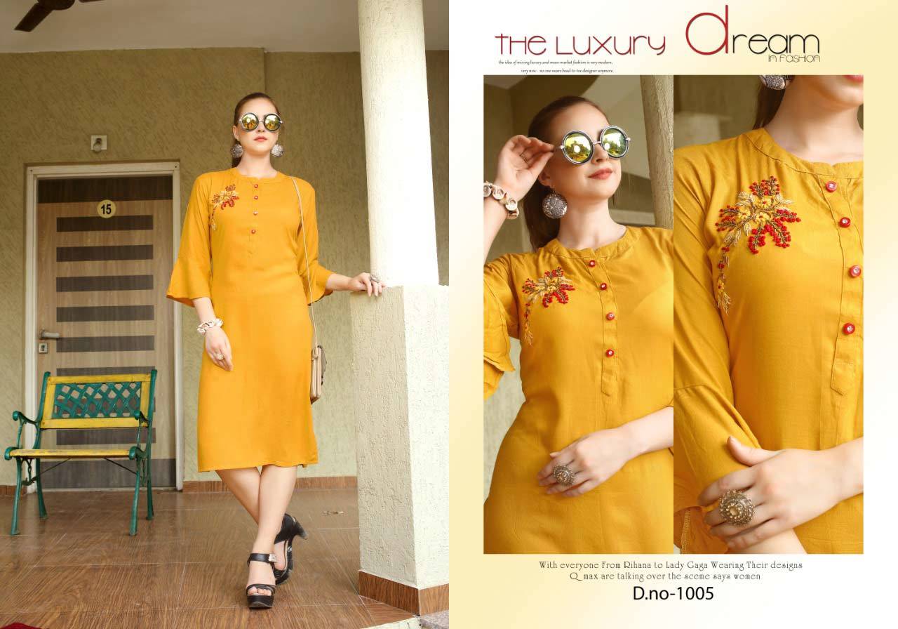 Rayon Slub Long Kurti - Rayon Slub, Length 46 Inchs, Sizes M To 3xl | Cool Pass, Quick Dry, Handwork Design, 3-4th Sleeve Style, Washable