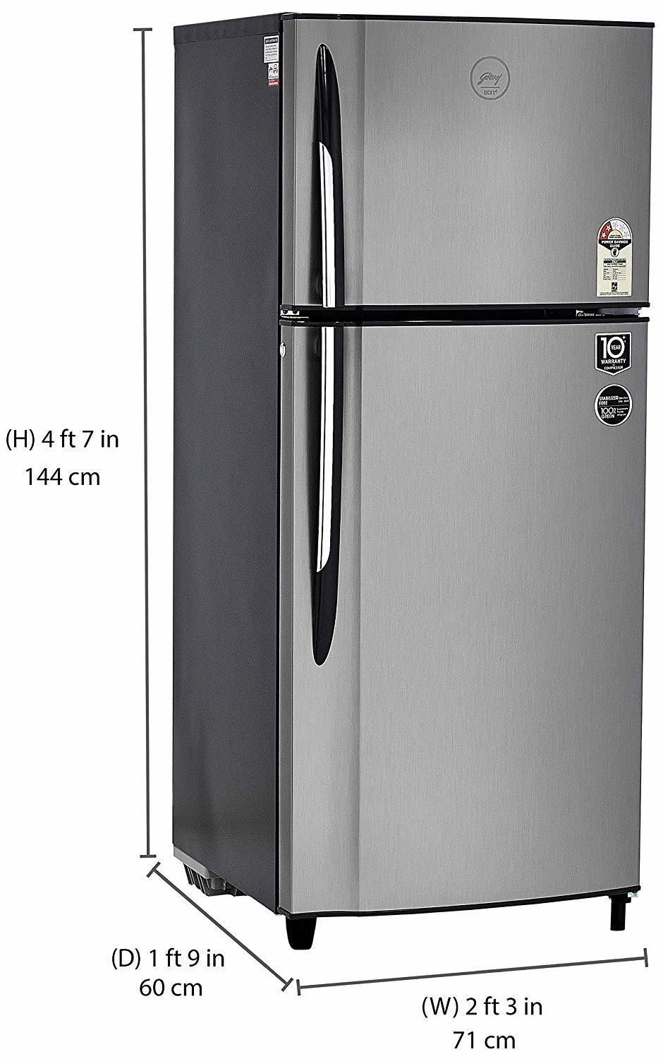 Godrej 236 L 2 Star (2019) Frost-free Double-door Refrigerator (R F Gf 2362 Pth Slk Stl, Sleek Steel)