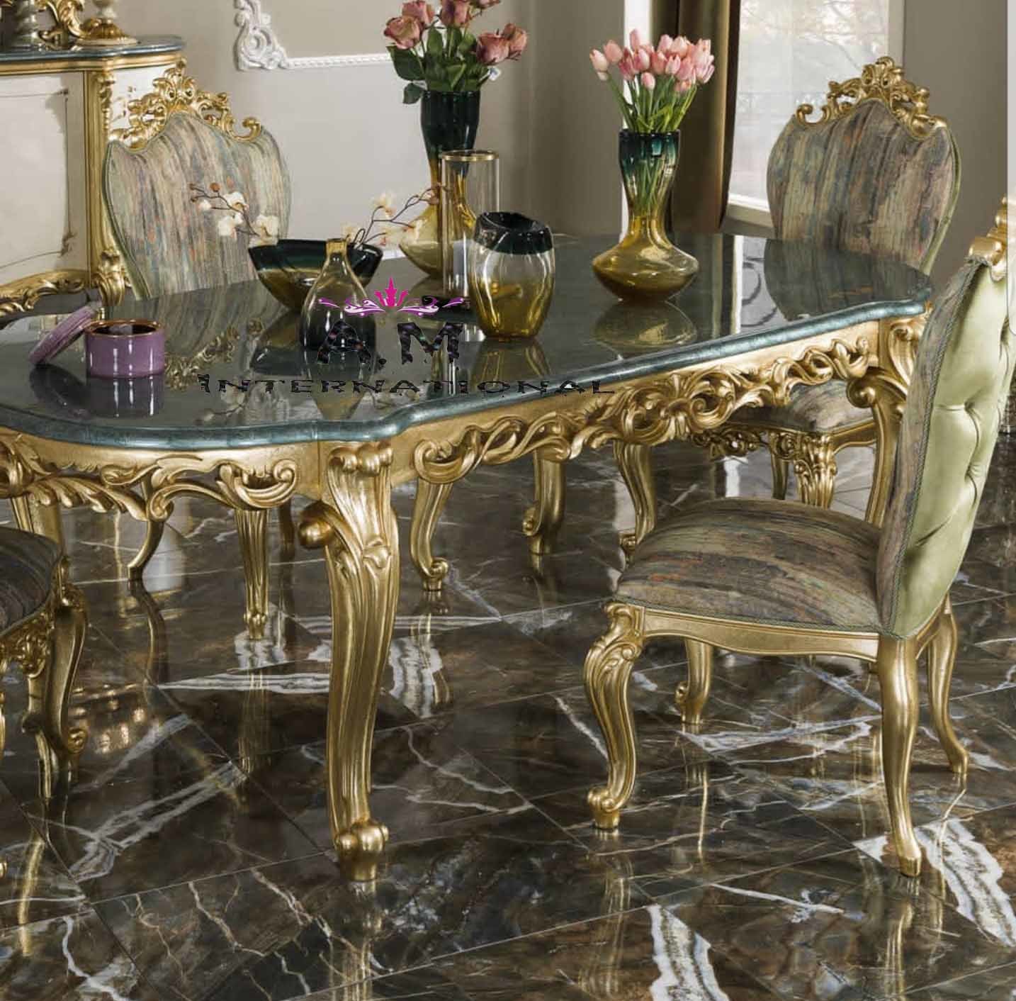Handmade Oval Design Dining Table Set
