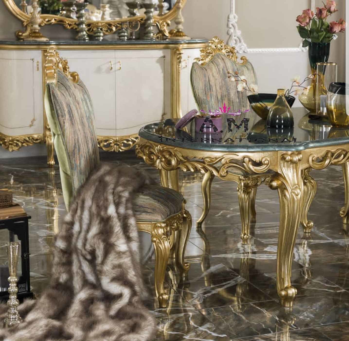 Handmade Oval Design Dining Table Set
