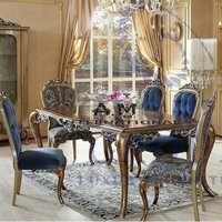 हस्तनिर्मित डिजाइनर 5 सीटर डाइनिंग टेबल सेट