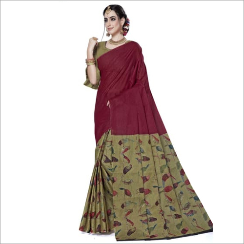 Available In All Color Marron Cotton Printed Designer Fancy Saree