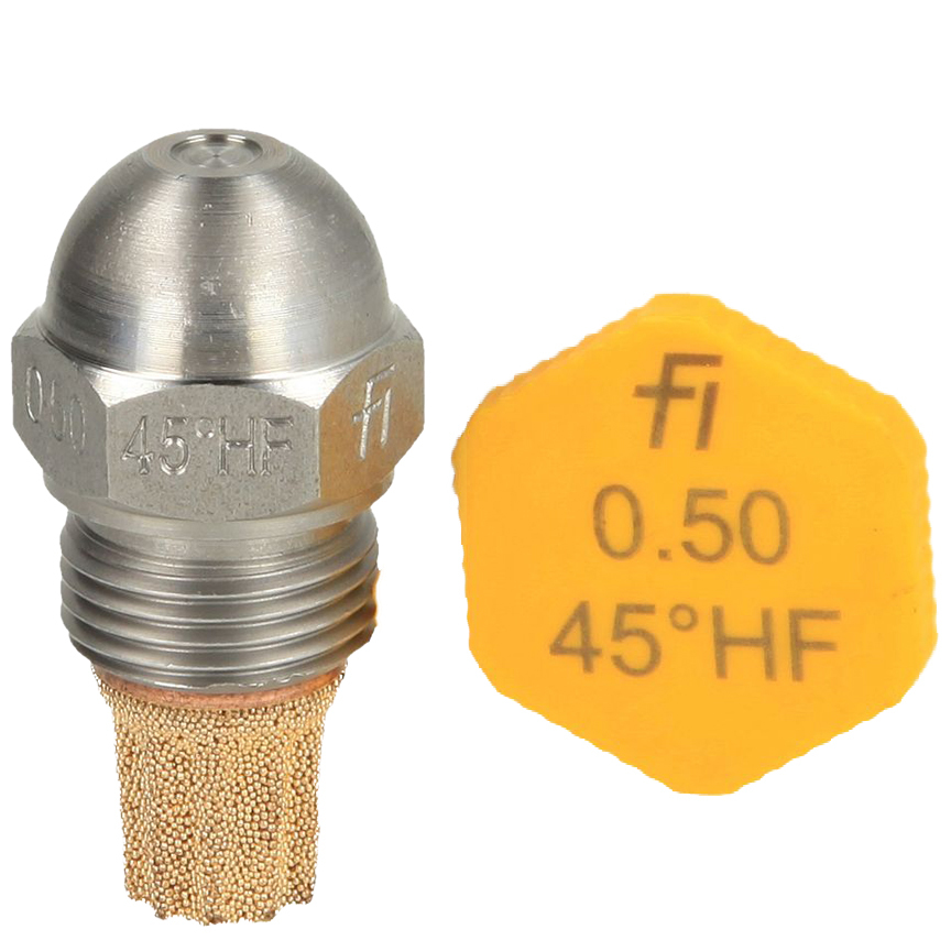 Fluidics Burner Nozzle - 45 Degree Flow Rate 0.35 To 0.85 Hf | Sintered Bronze Filter, Universal Design, Industrial Use