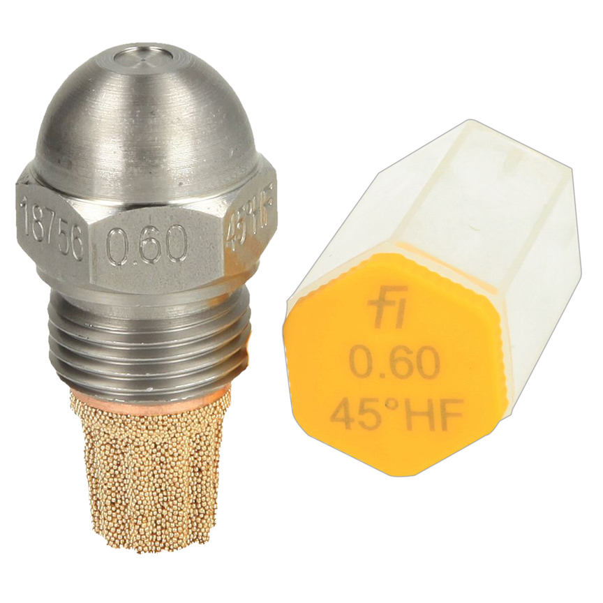 Fluidics Burner Nozzle - 45 Degree Flow Rate 0.35 To 0.85 Hf | Sintered Bronze Filter, Universal Design, Industrial Use