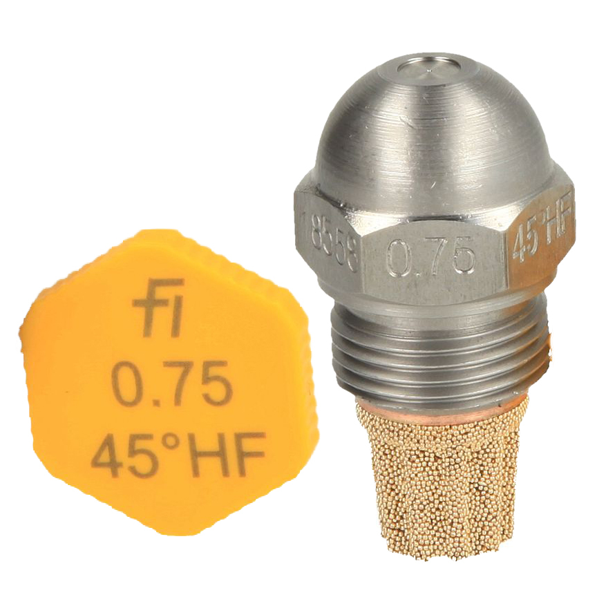 Fluidics Burner Nozzle - 45 Degree Flow Rate 0.35 To 0.85 Hf | Sintered Bronze Filter, Universal Design, Industrial Use