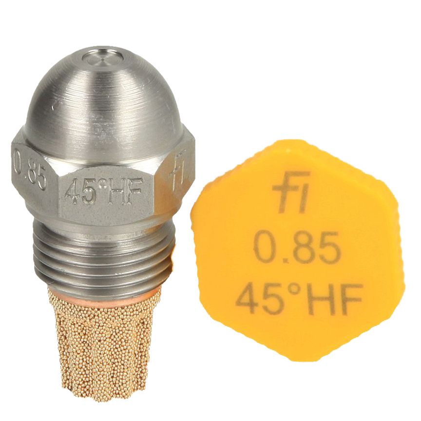 Fluidics Burner Nozzle - 45 Degree Flow Rate 0.35 To 0.85 Hf | Sintered Bronze Filter, Universal Design, Industrial Use