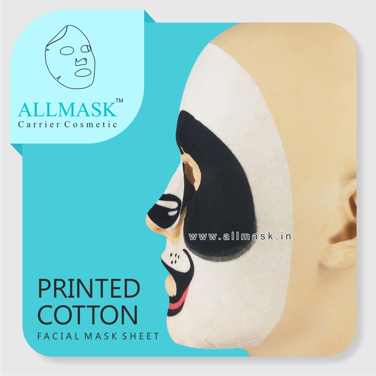 Cotton Panda Printed Facial Mask Sheet - 100% Natural Cotton Fibre, Multicolor Fun Designs - Fda Certified Skin Safe, Soft & Absorbent, Eco-friendly Disposable Care