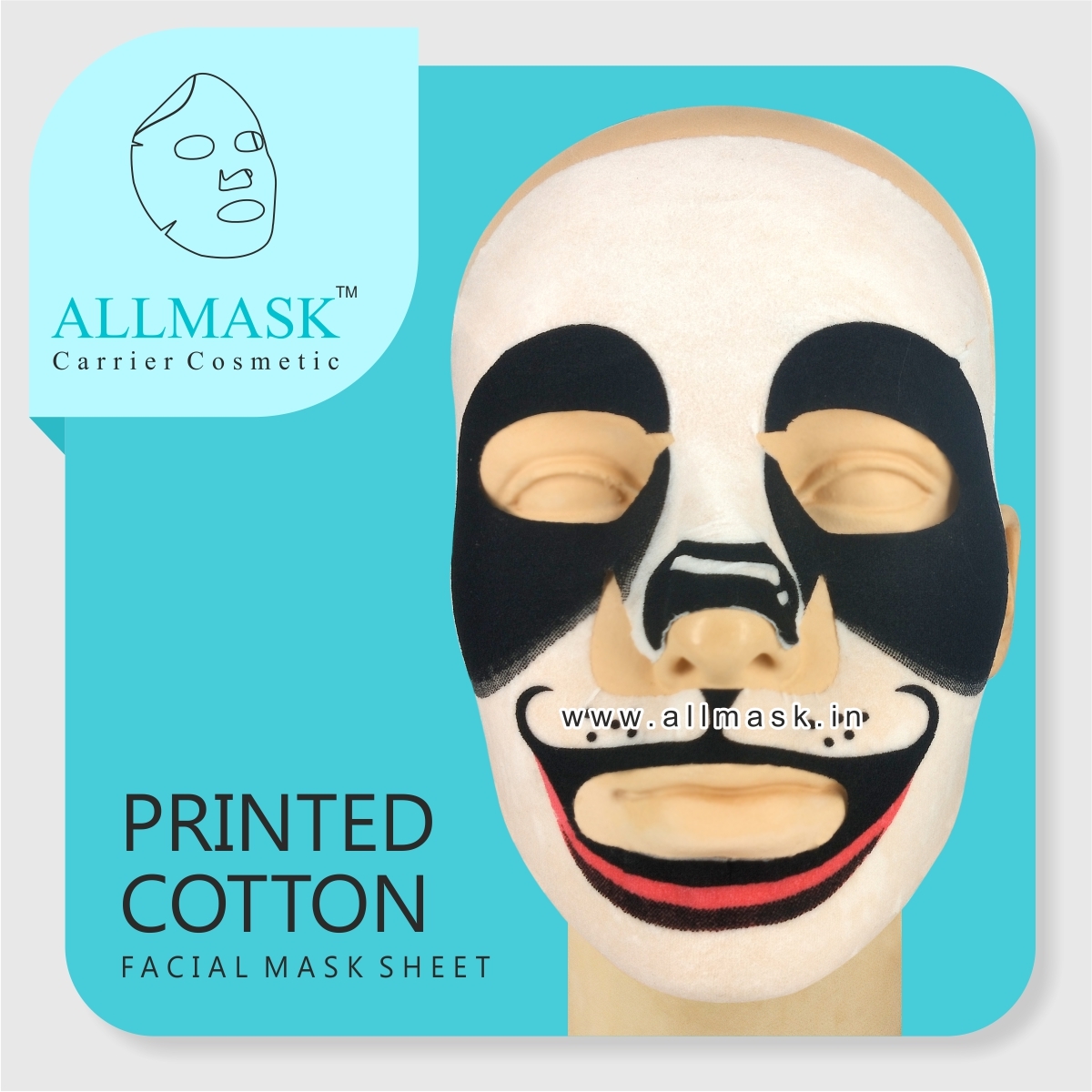 Cotton Panda Printed Facial Mask Sheet - 100% Natural Cotton Fibre, Multicolor Fun Designs - Fda Certified Skin Safe, Soft & Absorbent, Eco-friendly Disposable Care
