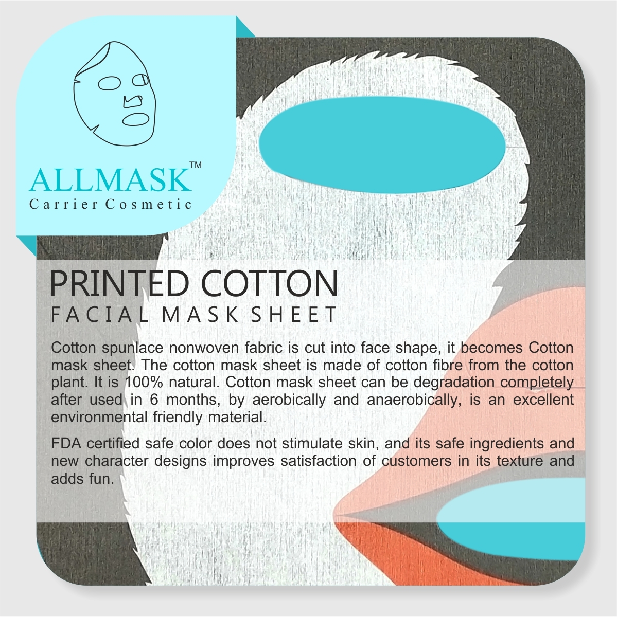 Cotton Penguin Printed Facial Mask Sheet - 100% Original - Odm/oem Customization Available Age Group: Women