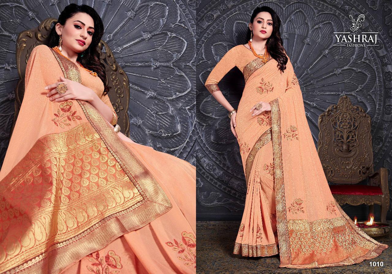 Murphy Silk Handwork Embroidery Butta Work Wedding Wear Banarasi Weaved Bordered Pallu Saree With Blouse - Georgette Material, Embroidered Pattern | Suitable For Rainy, Spring, Summer & Winter Seasons