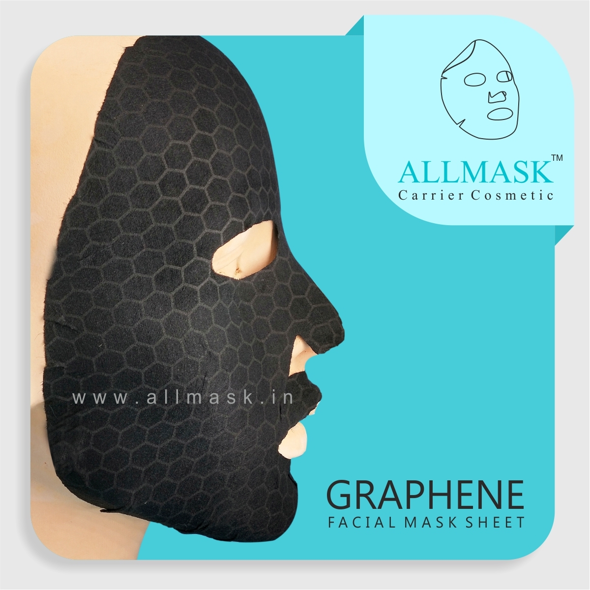 Graphene Black Facial Mask Sheet - Non Woven Fabric, 3 Year Shelf Life, Black Color - Magnetic & Conductive With Enhanced Serum Absorption