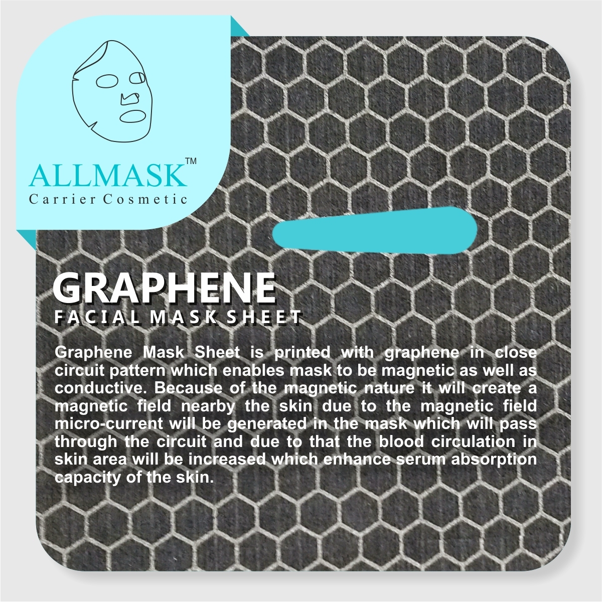 Graphene Black Facial Mask Sheet - Non Woven Fabric, 3 Year Shelf Life, Black Color - Magnetic & Conductive With Enhanced Serum Absorption