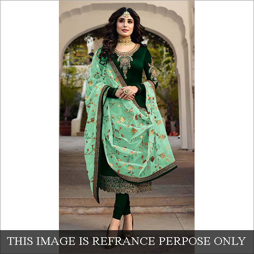 Satin Georgette Suit - Soft Textured Fabric, Embroidered Design, Available In Multiple Colors, Full Sleeves, Quick Dry, Washable, Dry Clean Only