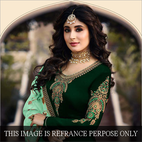 Satin Georgette Suit - Soft Textured Fabric, Embroidered Design, Available In Multiple Colors, Full Sleeves, Quick Dry, Washable, Dry Clean Only