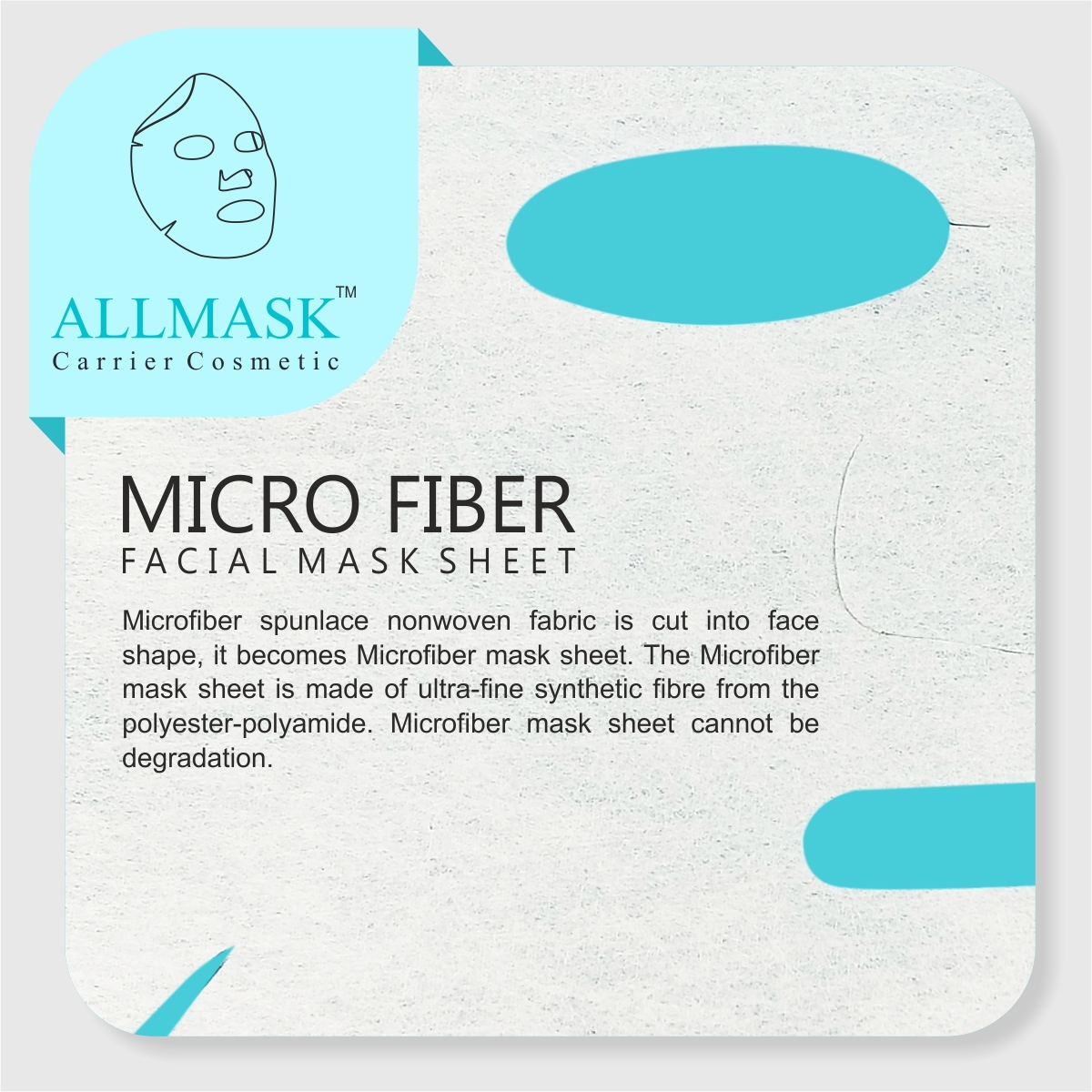 Micro Fiber Facial Mask Sheet - Non Woven Fabric, White Color, Ultra-fine Synthetic Fiber | Soft Silk Feel, Disposable, Good Water Retention