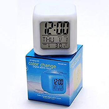 Colour Changing Clock - PC Material, 3x7 Inch , Modern Rectangular Design, Energy Saving Light Source, Electric Power Supply