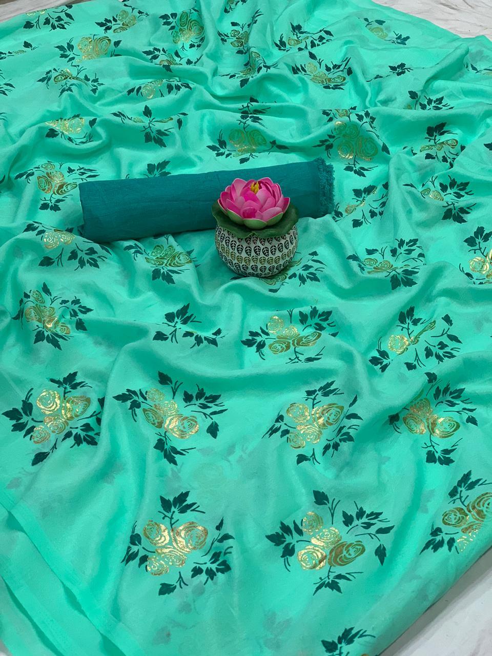 Printed Vichitra Silk Saree