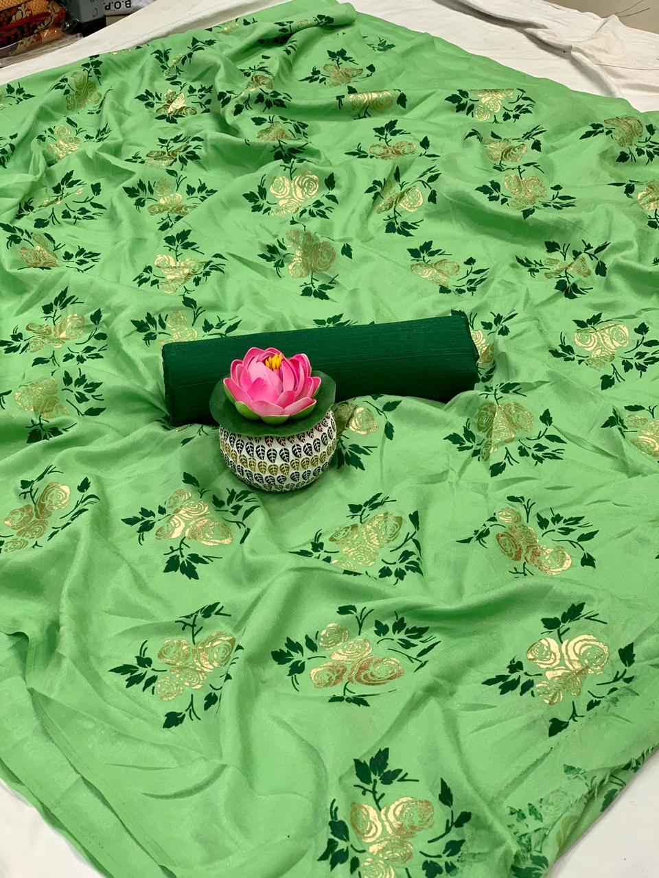 Printed Vichitra Silk Saree