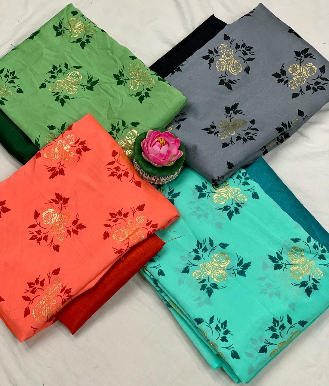 Printed Vichitra Silk Saree