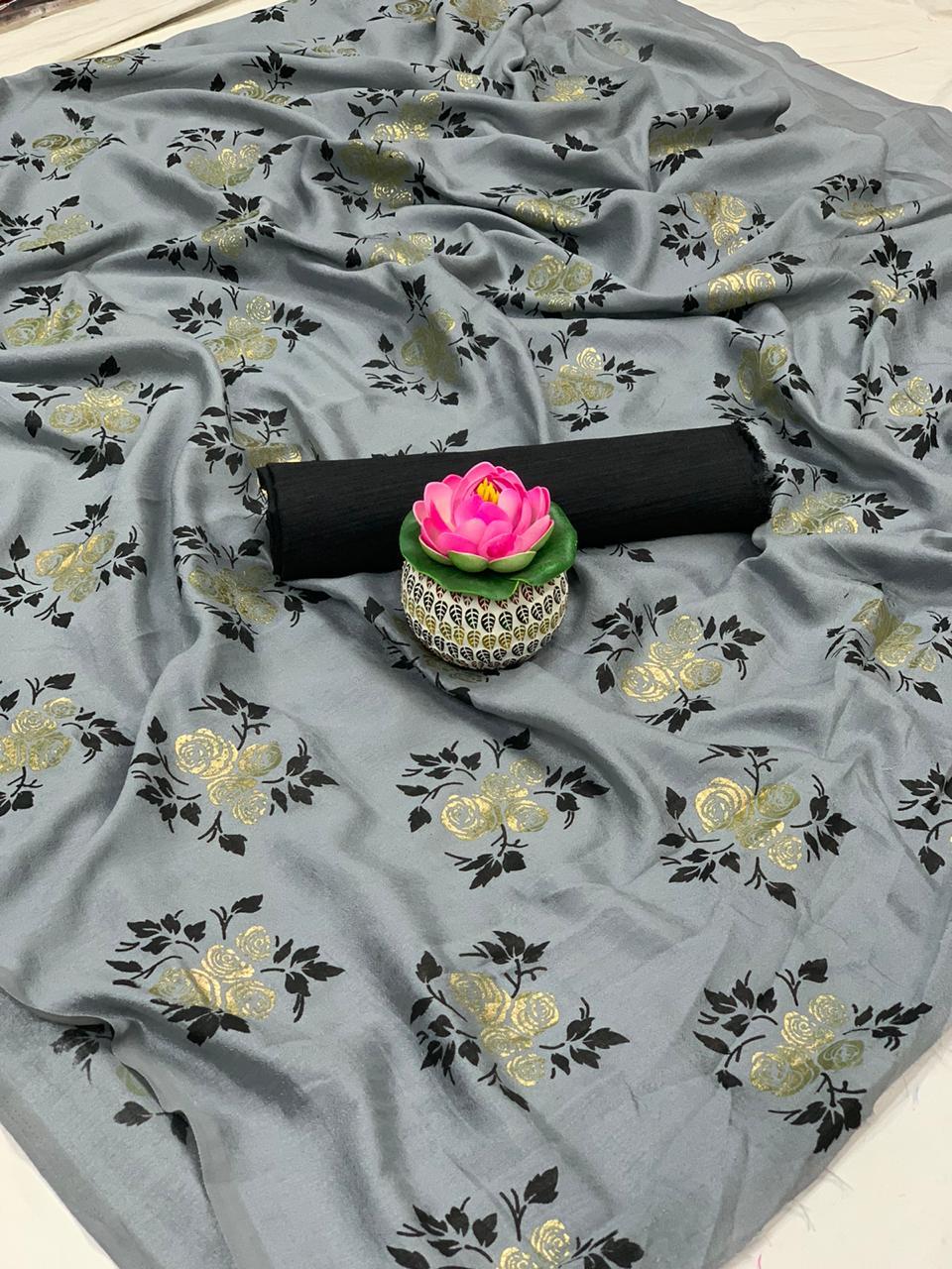 Printed Vichitra Silk Saree