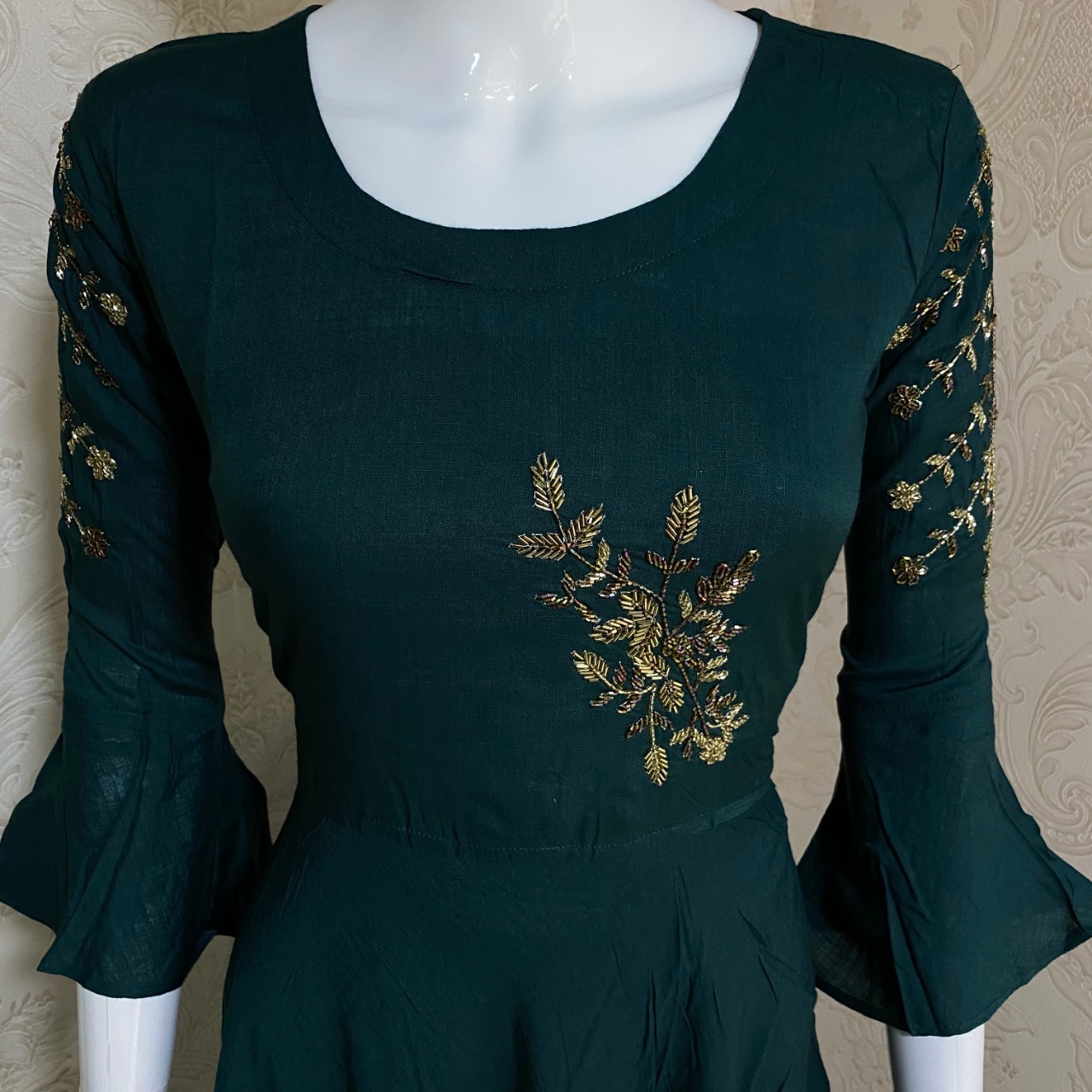 Fancy Rayon Kurti - S(36) M(38) L(40) Xl(42) Xxl(44) 3xl(46), Teal Blue, Purple | Traditional Ethnic Wear, 3/4 Sleeve, Hand Work, Washable, Cool Dry